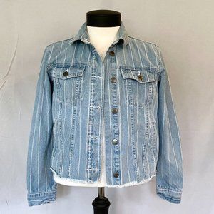 RVCA Women's Pinstriped Jean Jacket | light wash denim jacket size small